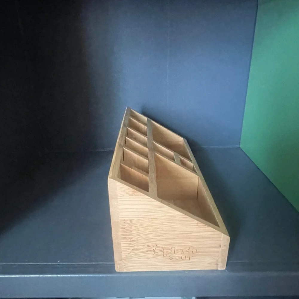 Small wooden office pencil holder
